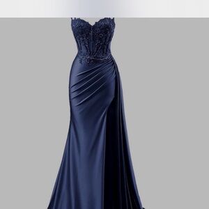 Amazon Strapless Navy Blue Gown size 2 and 4 brand new